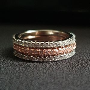 SET of 3 Stackable Eternity Diamond Rings